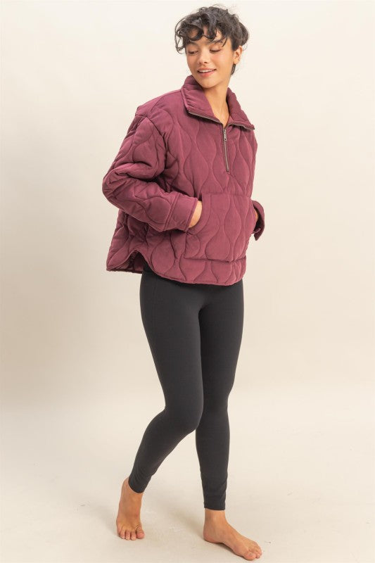 Quilted Zip Front Pullover – Cozy