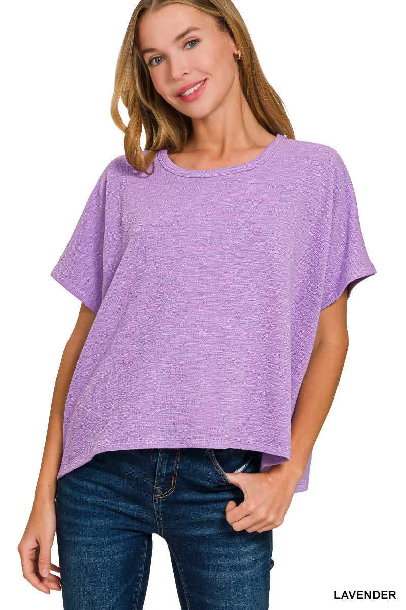 Zenana- COTTON SLUB OVERSIZE TEE