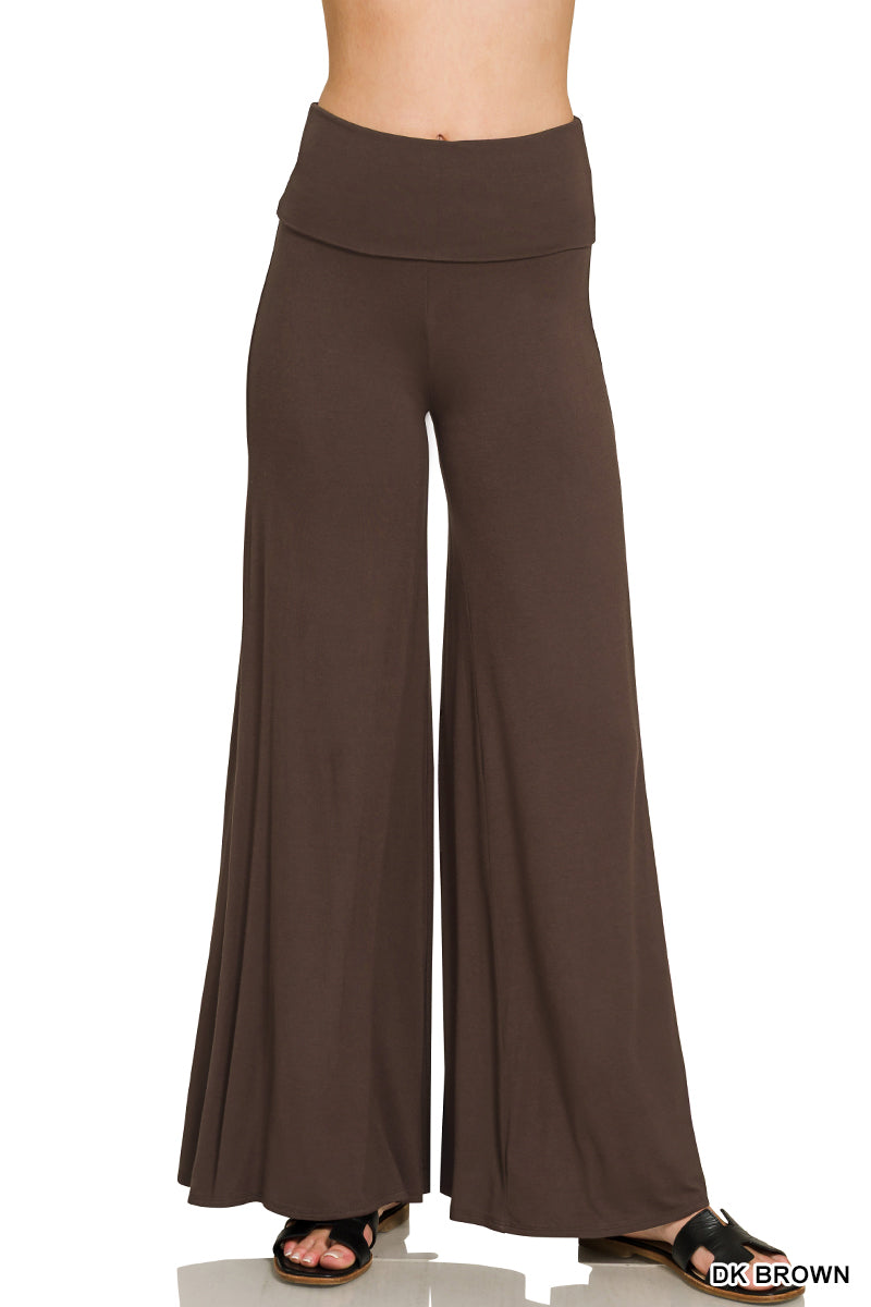 Plus Size Zenana PLUS FOLD OVER WAIST COMFY PALAZZO PANTS
