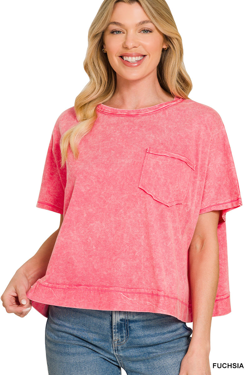 Zenana-ACID WASHED OVERSIZED TOP