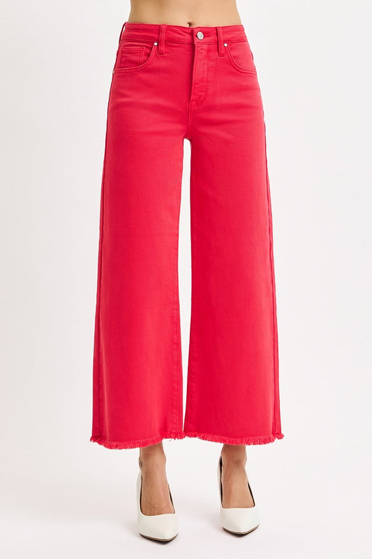 Risen- Tummy Control High Rise-Crop Wide Pants