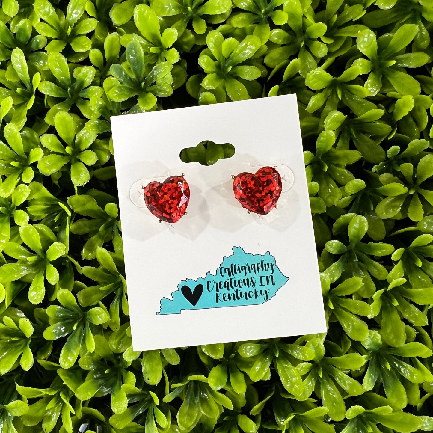 Glitter Heart Stud Earrings