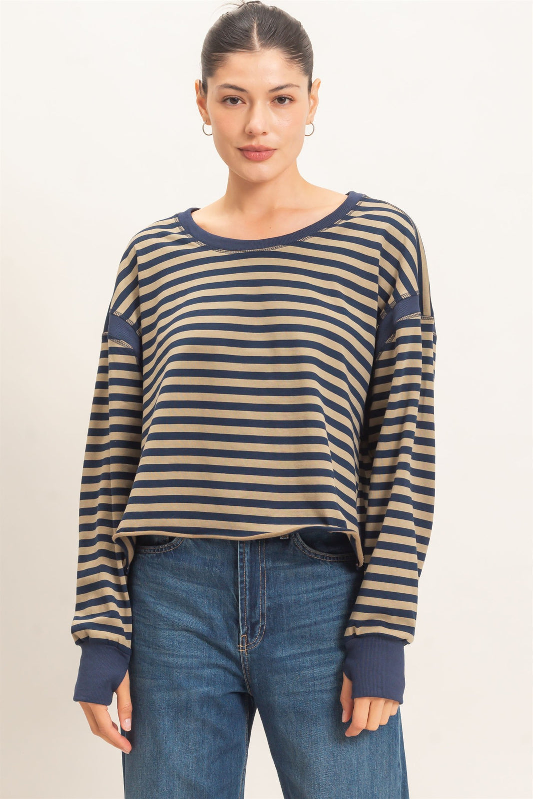 Hyfve-Striped Long Sleeve Top