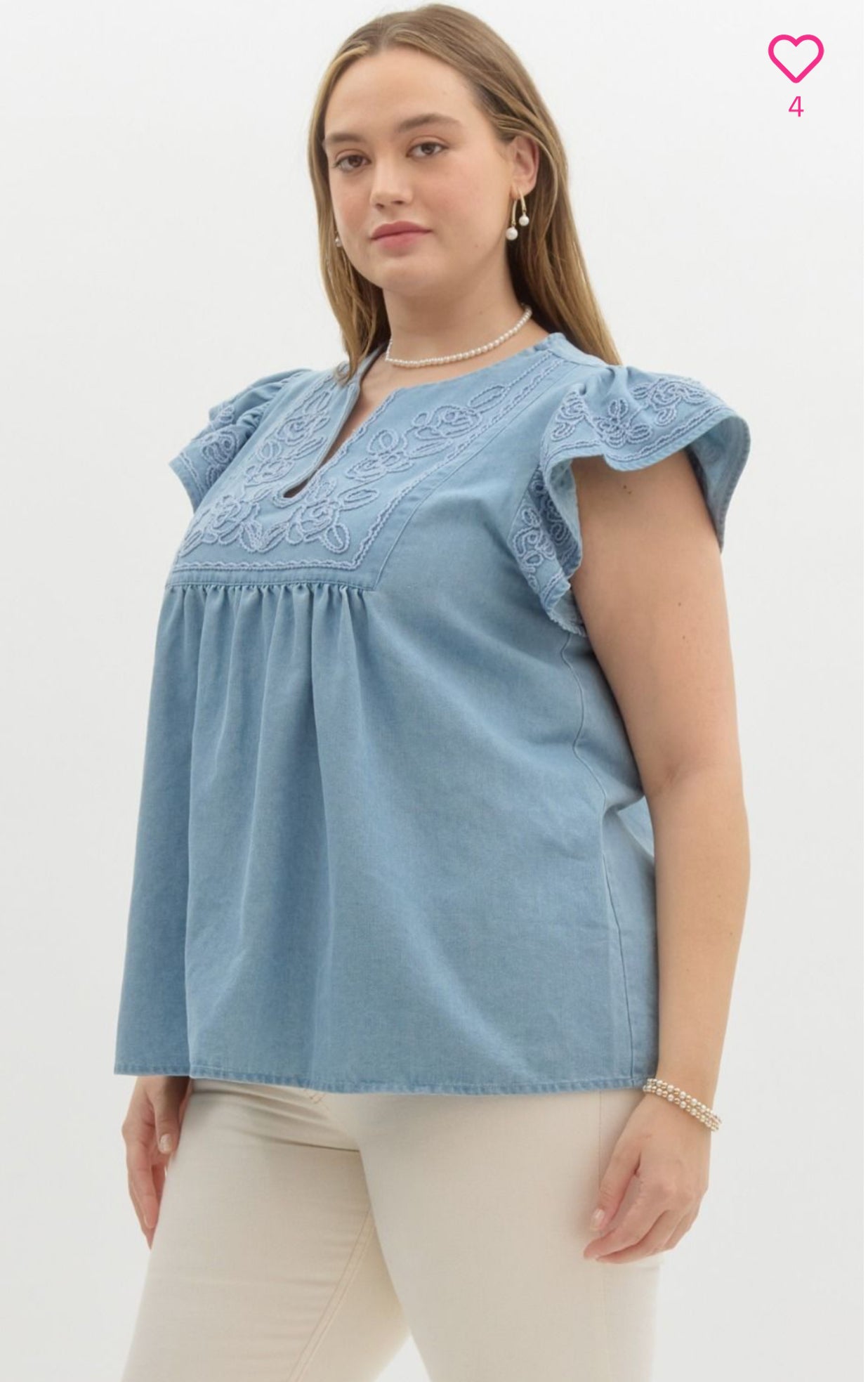 Appliqué Flutter Sleeve Top