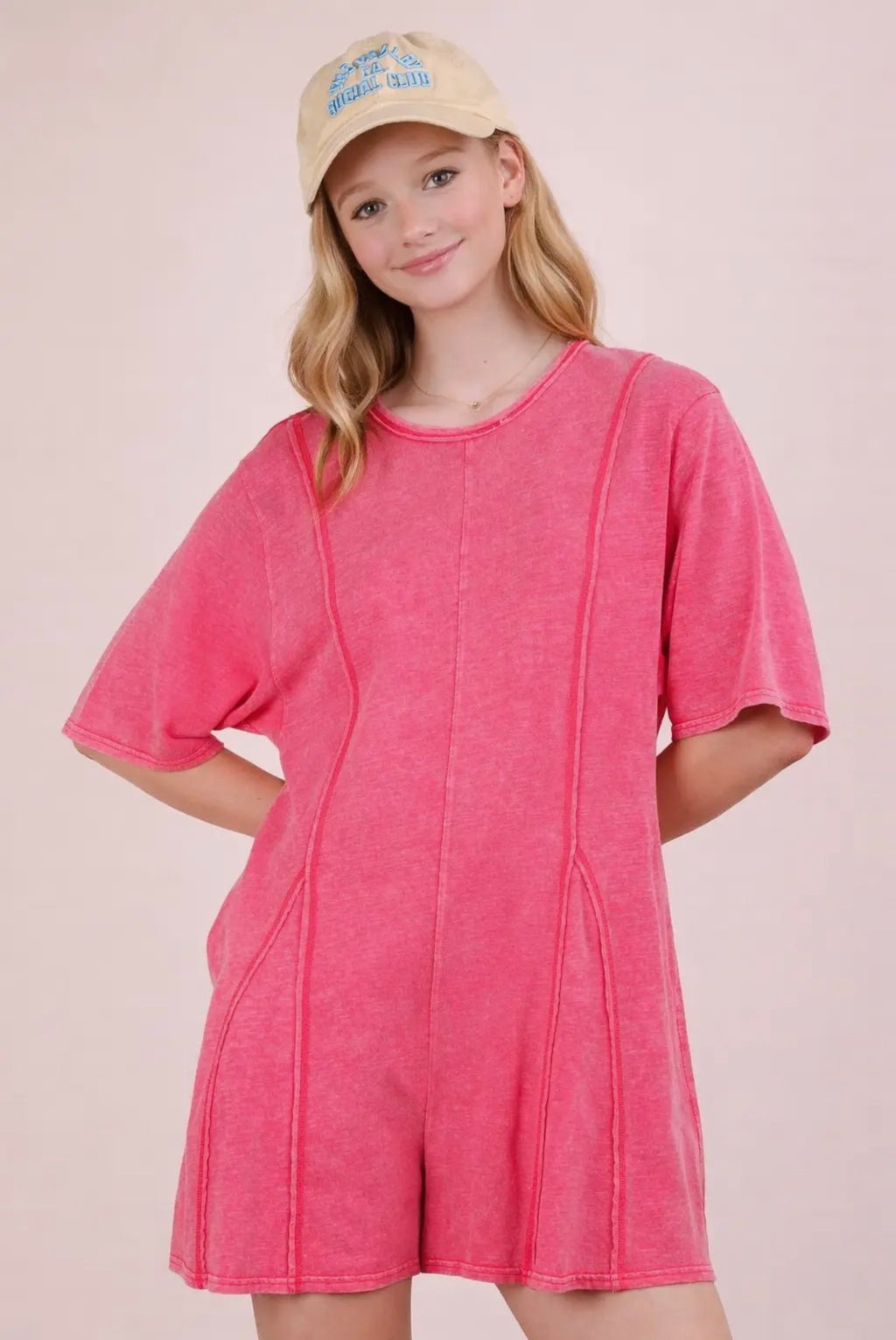 Mineral Washed Oversized Knit Comfy Romper