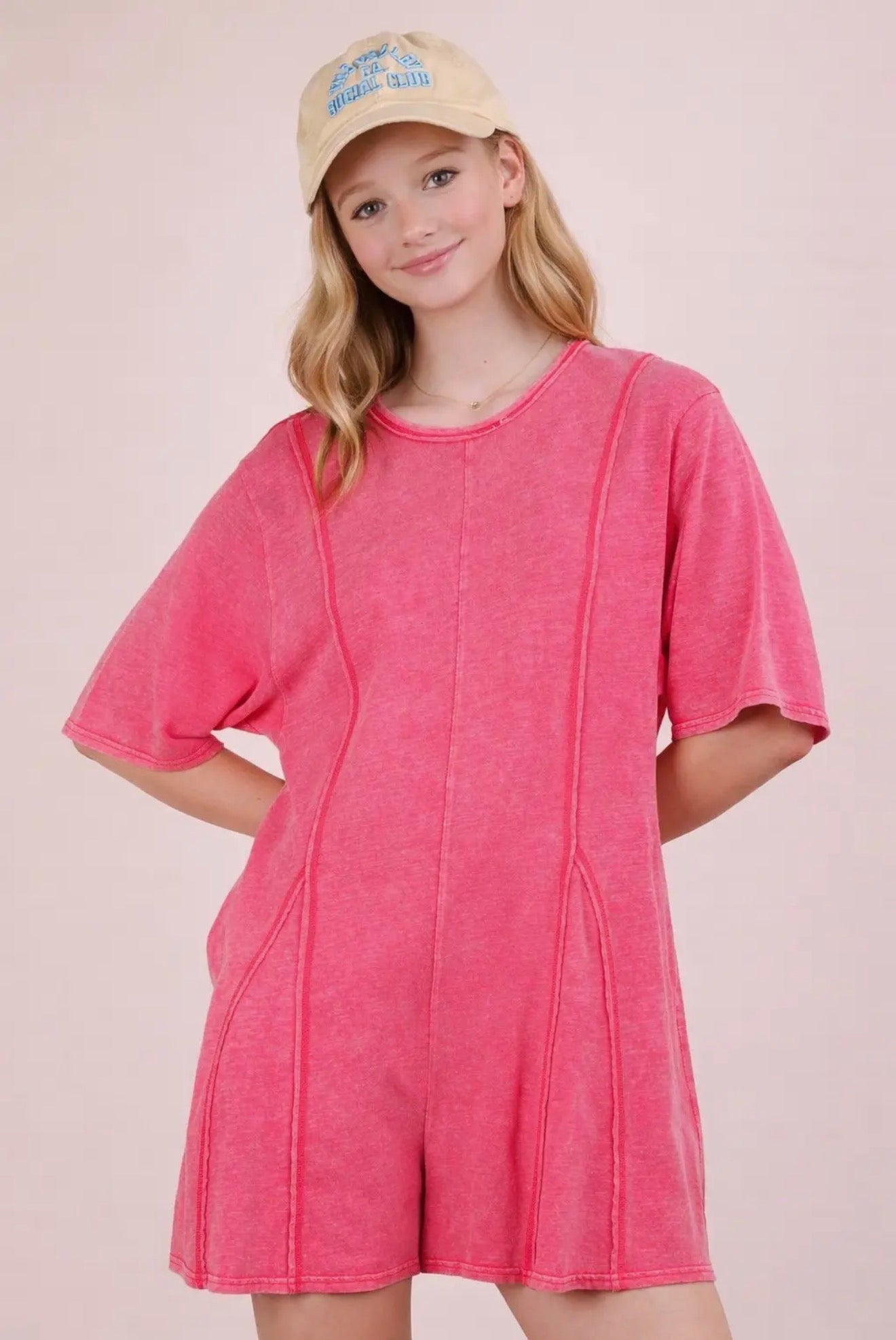 Mineral Washed Oversized Knit Comfy Romper