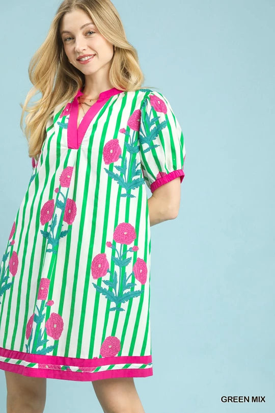 Pink Petals & Stripes Dress