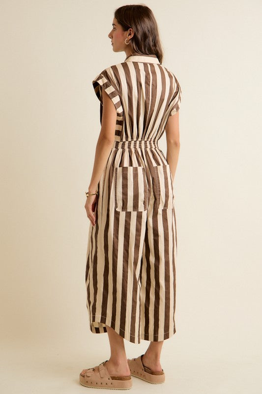 Cafe Striped Jumpsuit