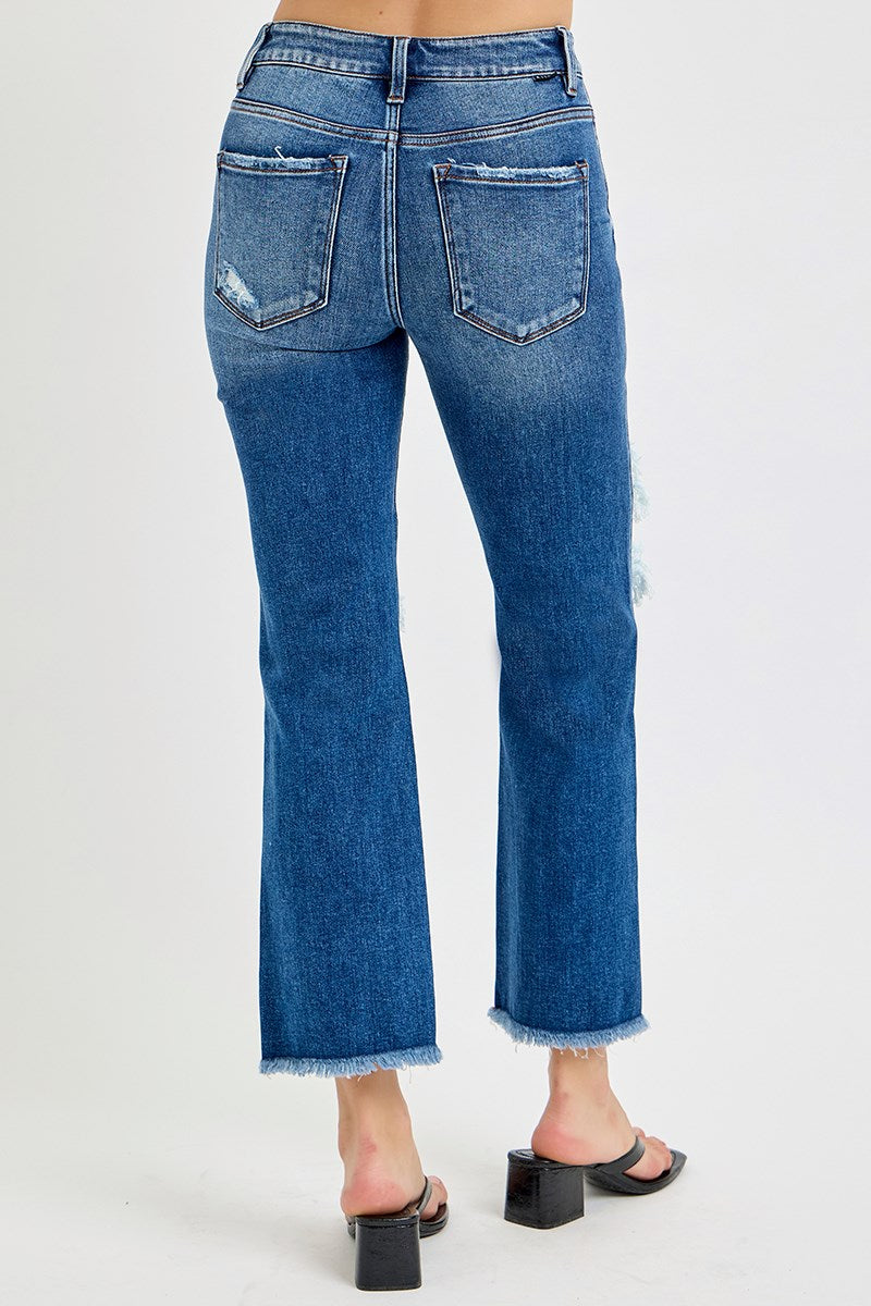 Mid Rise Crop Flare Jeans