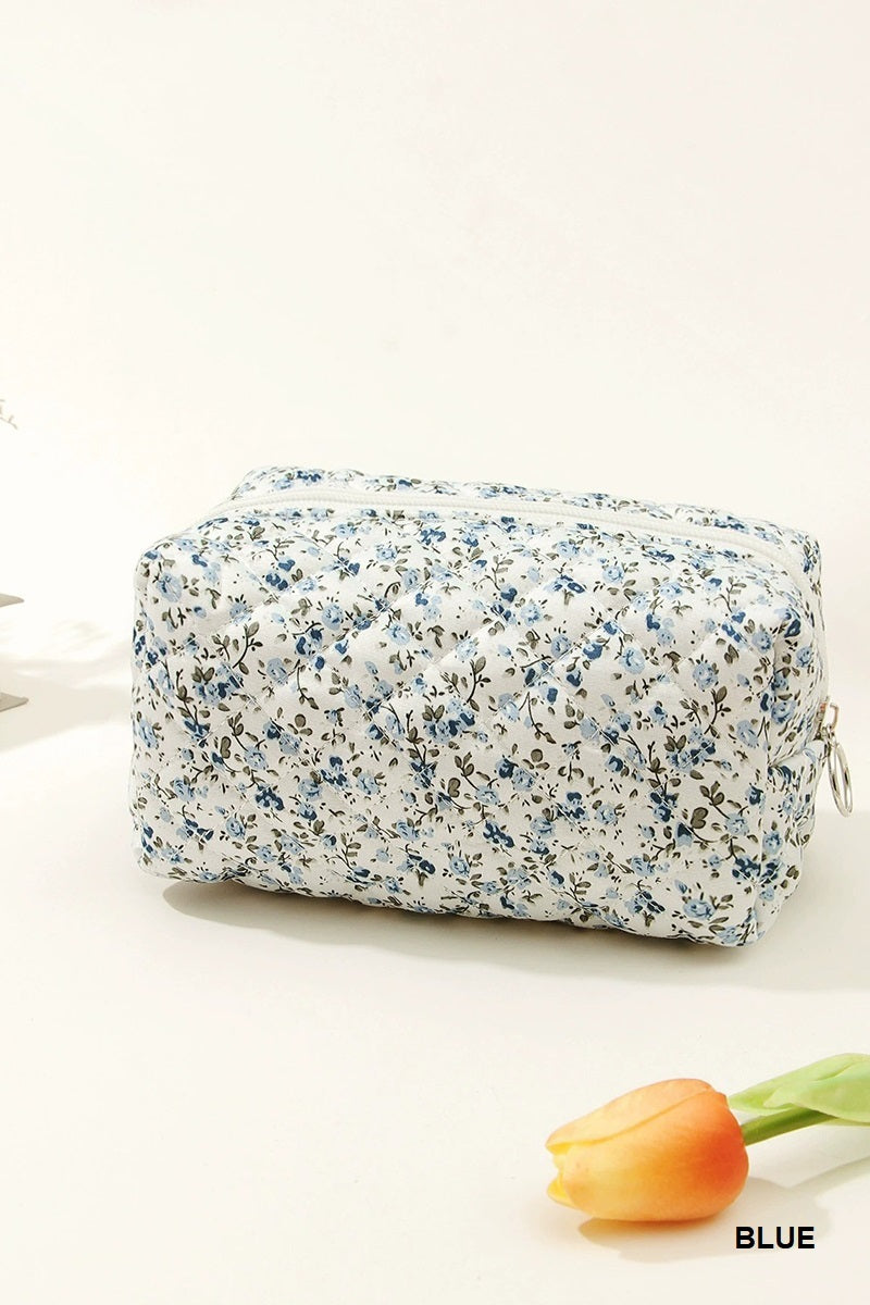 Zenana Quilted Floral Cosmetic Bag