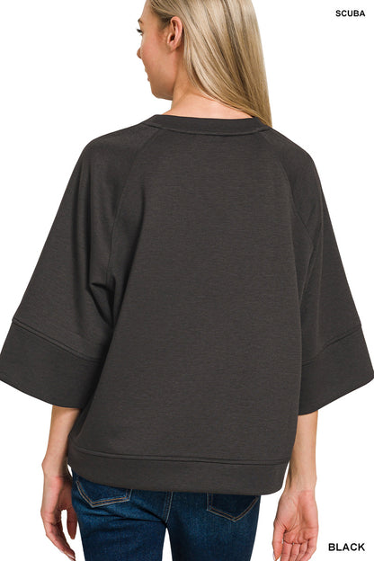 Zenana-SCUBA 3/4 SLEEVE PULLOVER