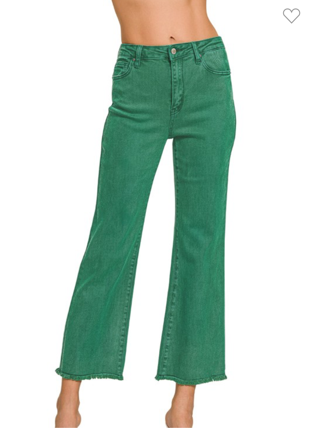 Acid Wash High Waisted Frayed Hem Straight Pants