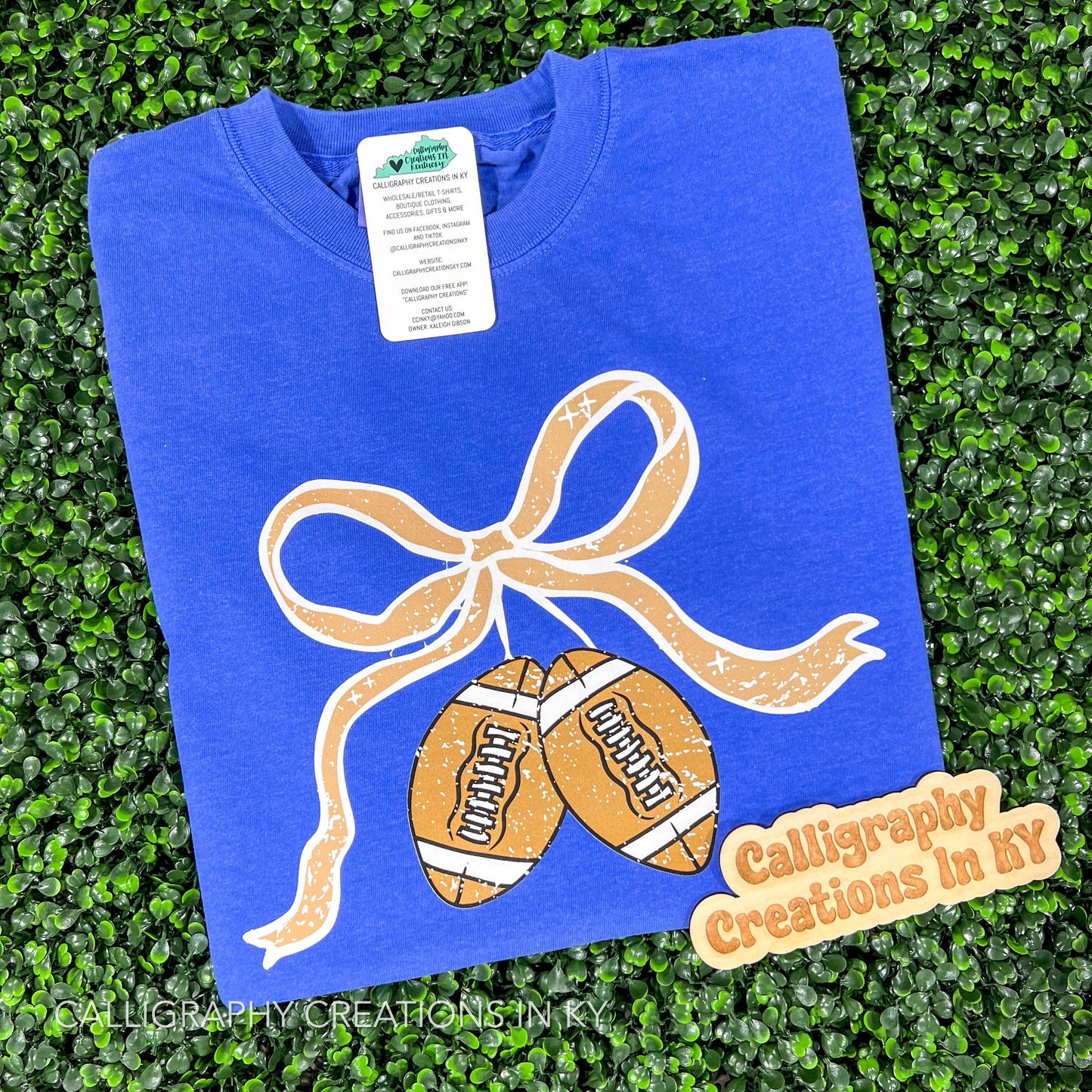 Mystic Blue | Football Bow CC Tee - Talk of the Town
