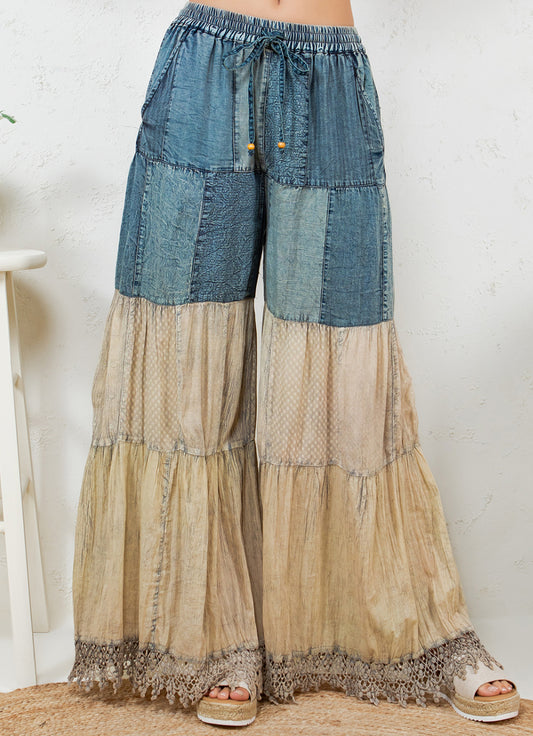 Patchwork Tiered Pant