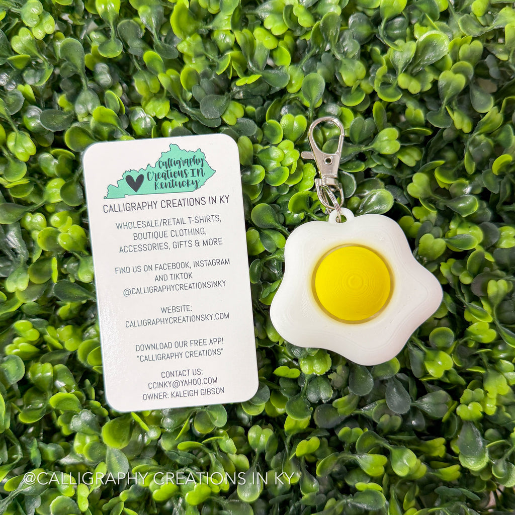 Fried Egg Fidget Clicker Keychain