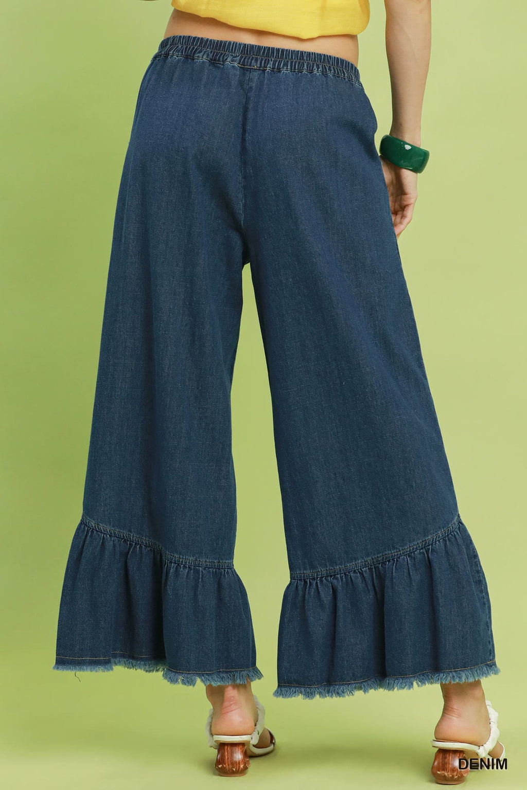Umgee-Washed Denim Wide Leg Pants