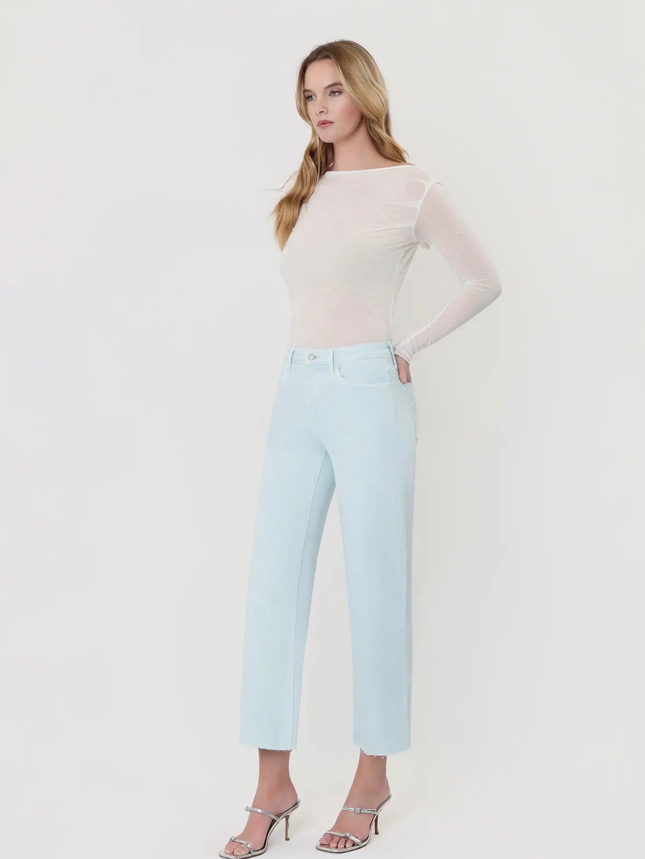 High Rise Crop Wide Leg Jeans