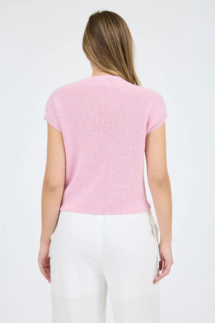 Mock Neck Short Sleeve Sweater