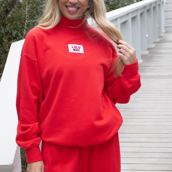 Lulu Mac Red Terry Cloth Mockneck