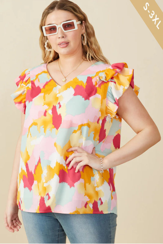 Abstract V-neck Tank Top