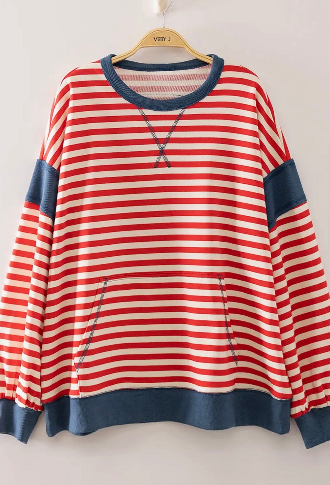 Very J Colorblock Striped Top Plus