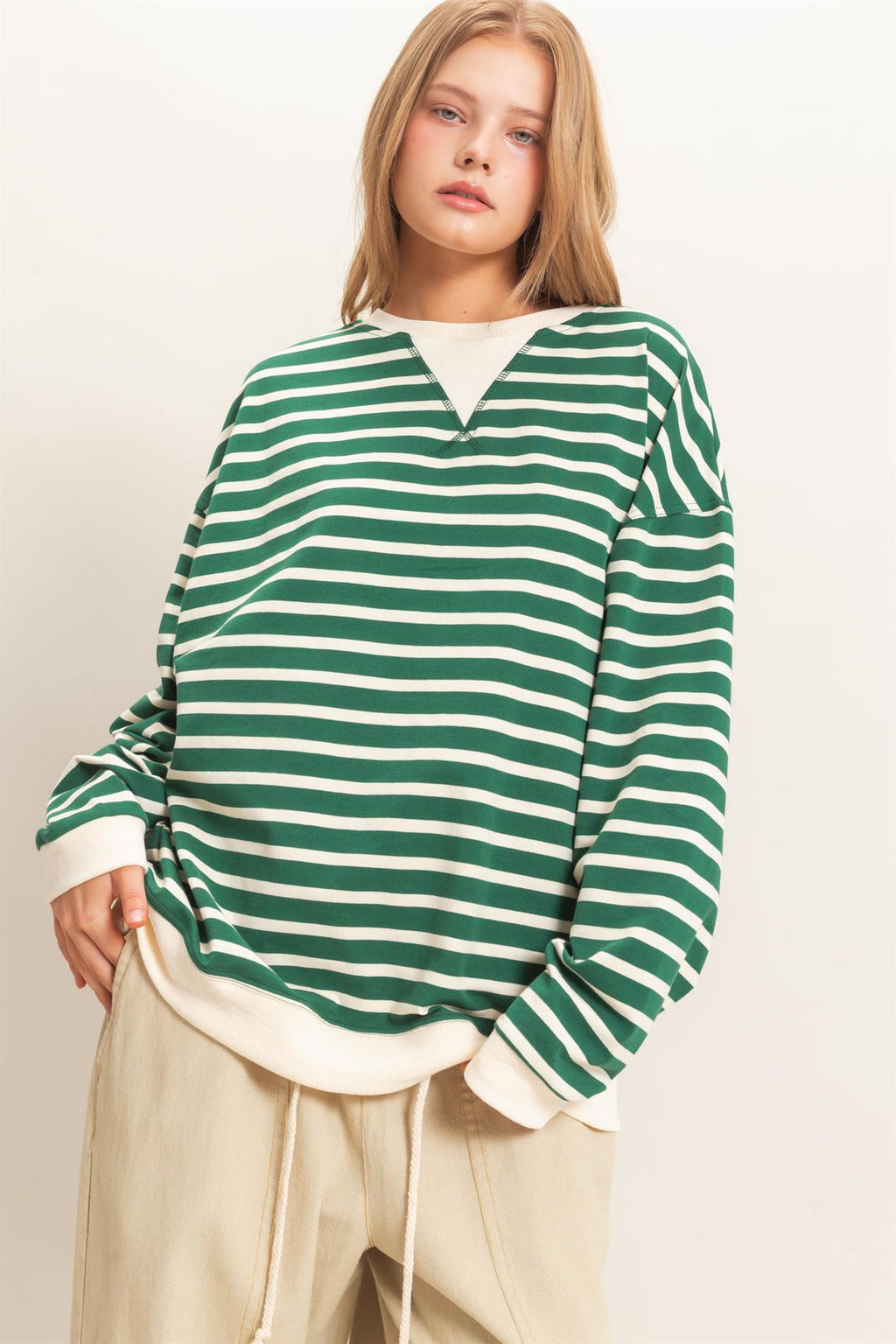 Hyfve-Striped Long Sleeve Pullover