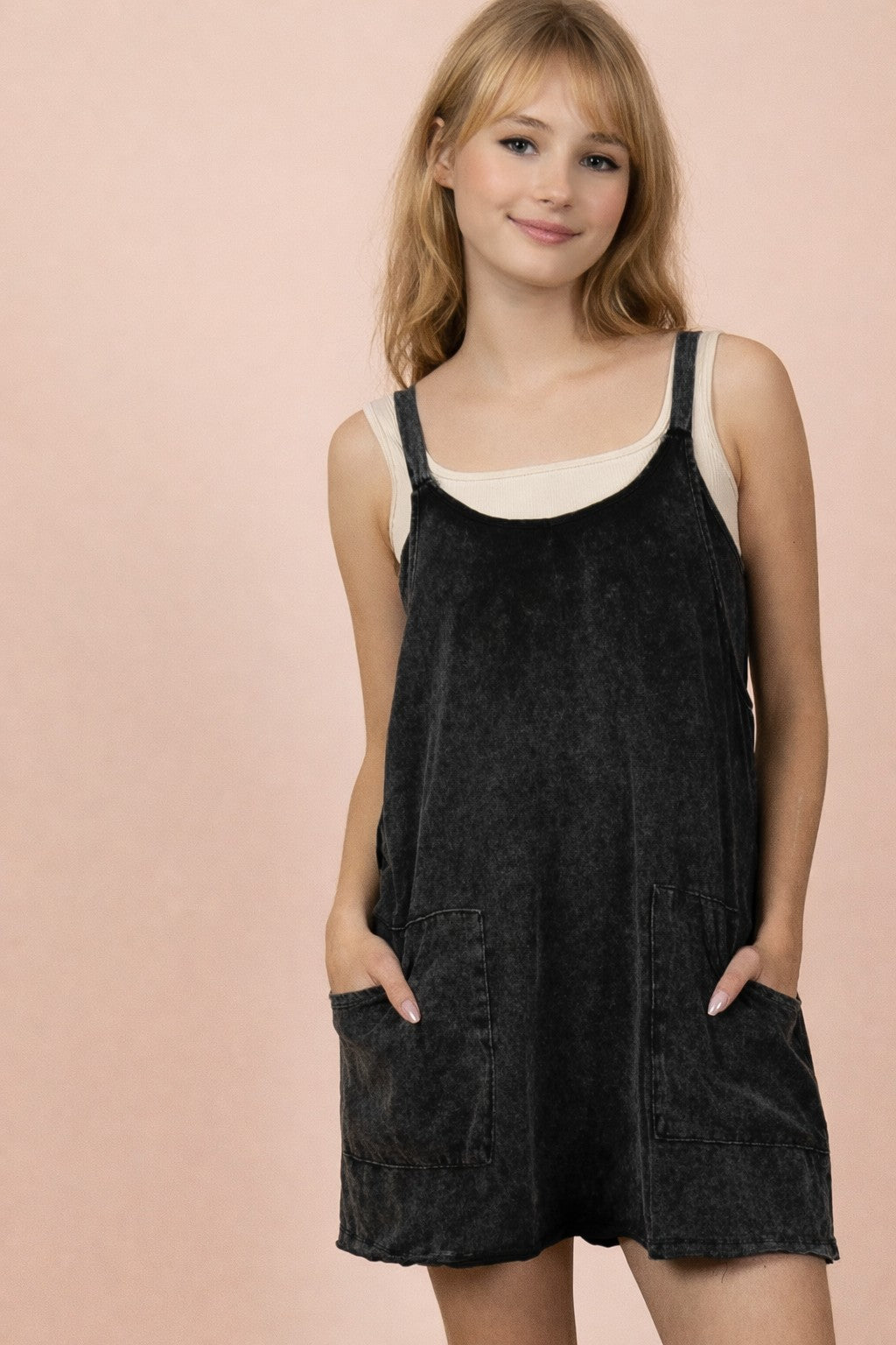Very J-Mineral Washed Knit Mini Dress with Shorts Inside