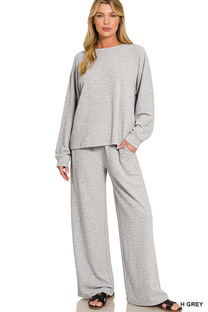 Zenana-
SLUB LONG SLEEVE TOP & PANTS 2PCS SET