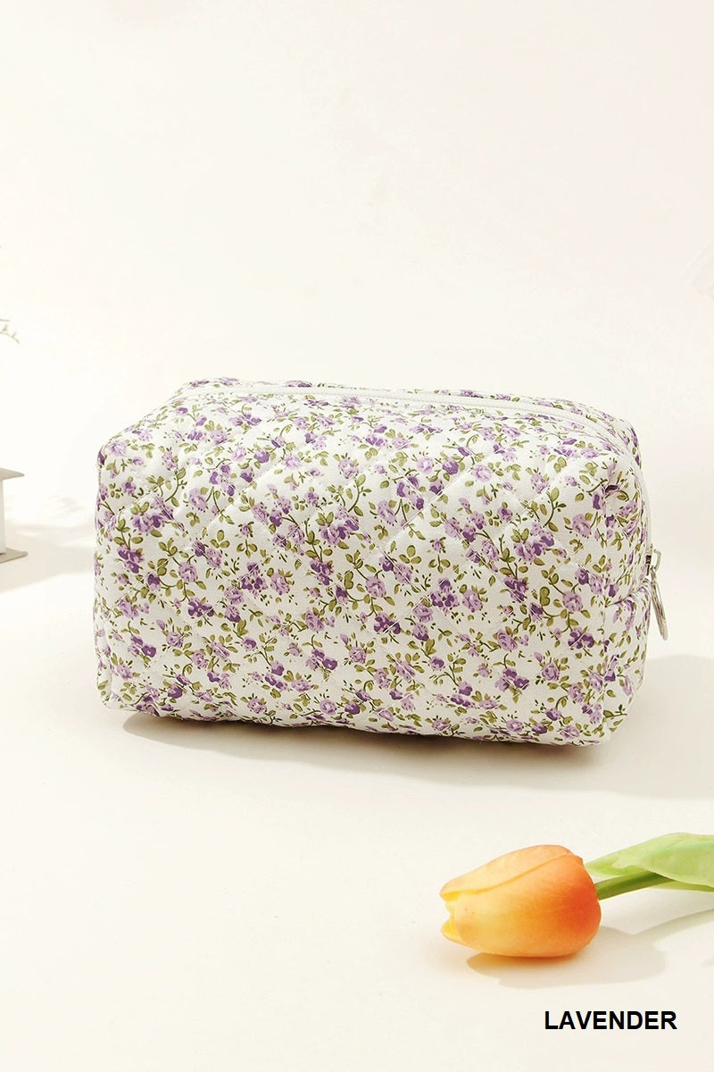 Zenana Quilted Floral Cosmetic Bag