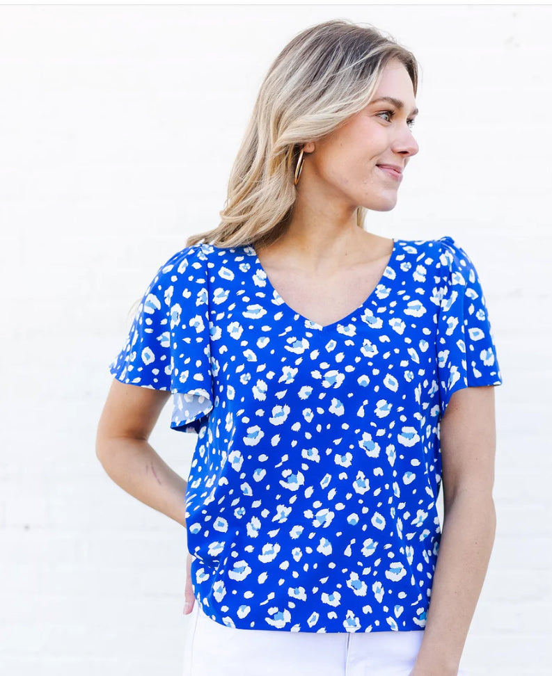 Mary Square Gameday Paisley Top – Blue & White - Talk of the Town