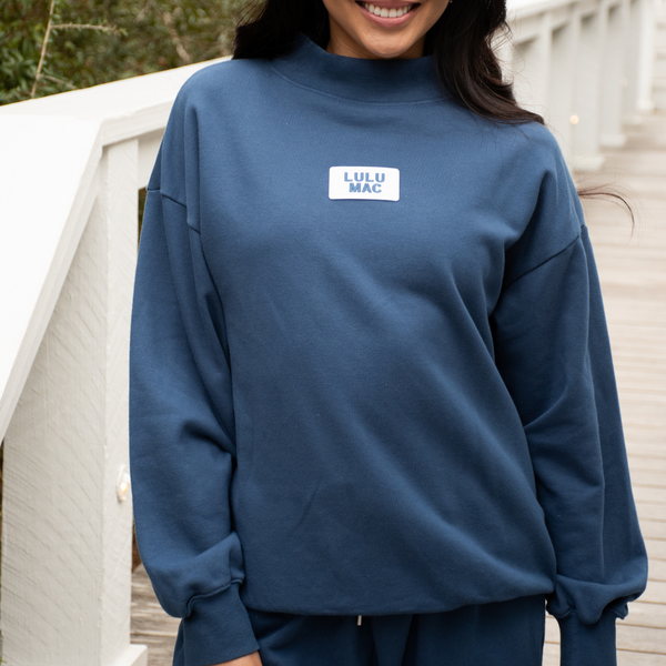 Lulu Mac Navy Terry Cloth Mockneck