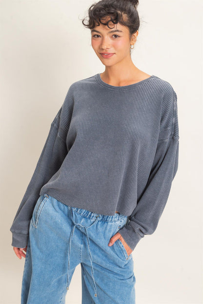 Hyfve-Mineral Wash Waffle Open Back Top