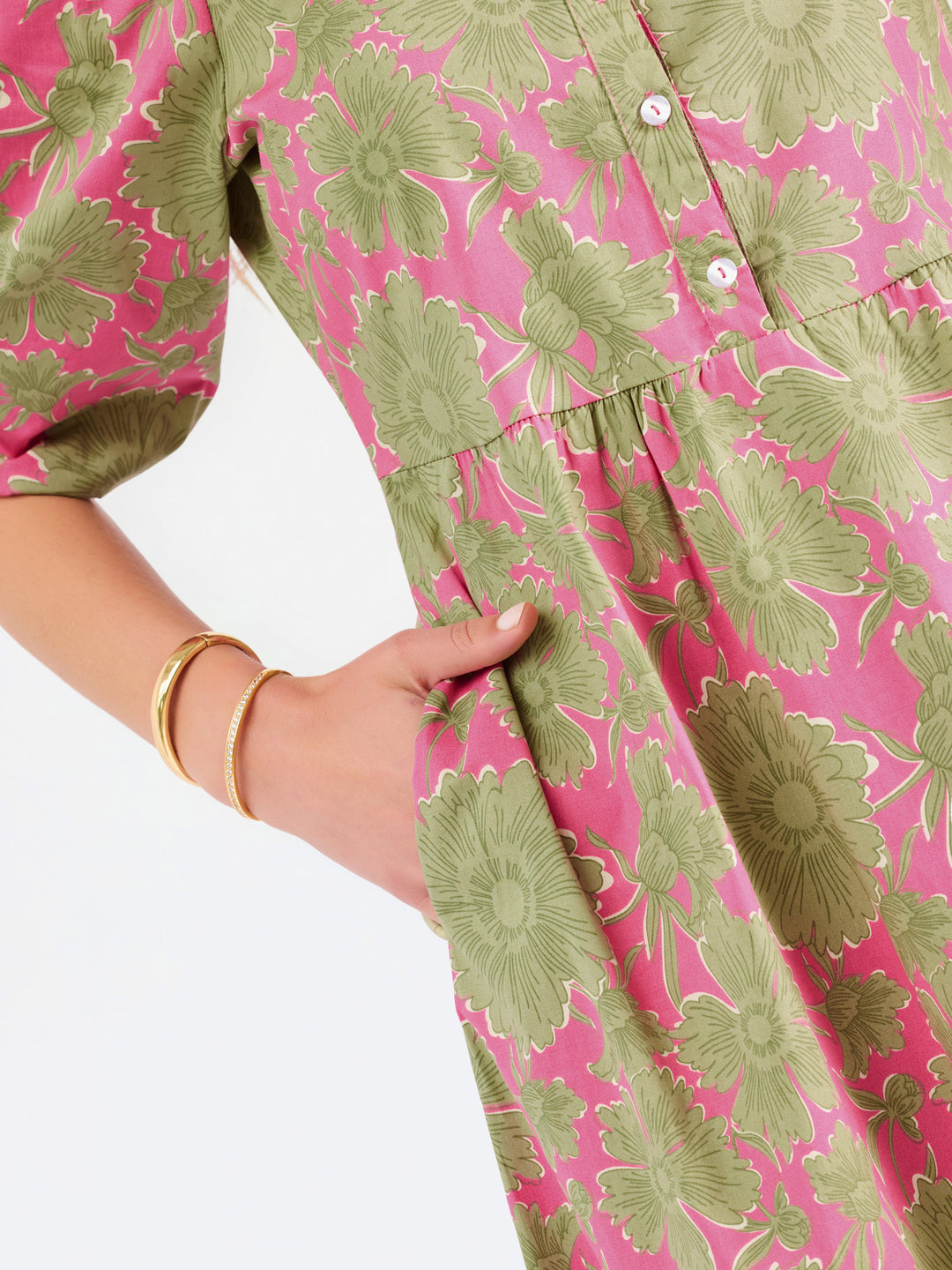 Mary Square-Riley Midi Dress | Garden District Green