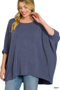Zenana-RAISED RIB BAT SLEEVE TOP
