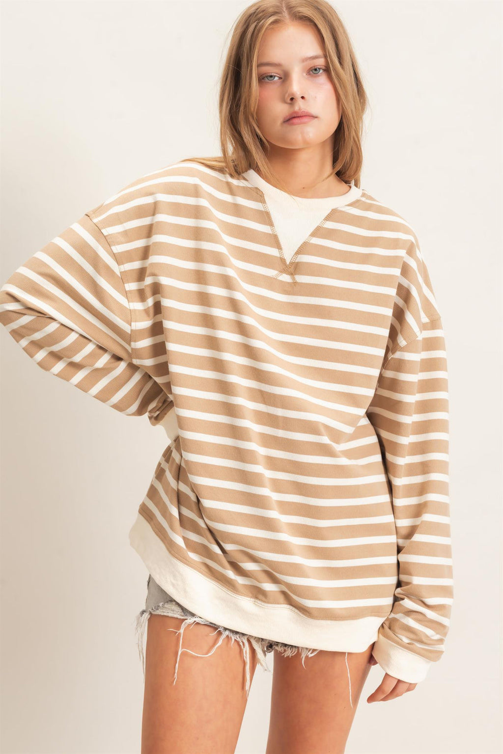 Hyfve-Striped Long Sleeve Pullover