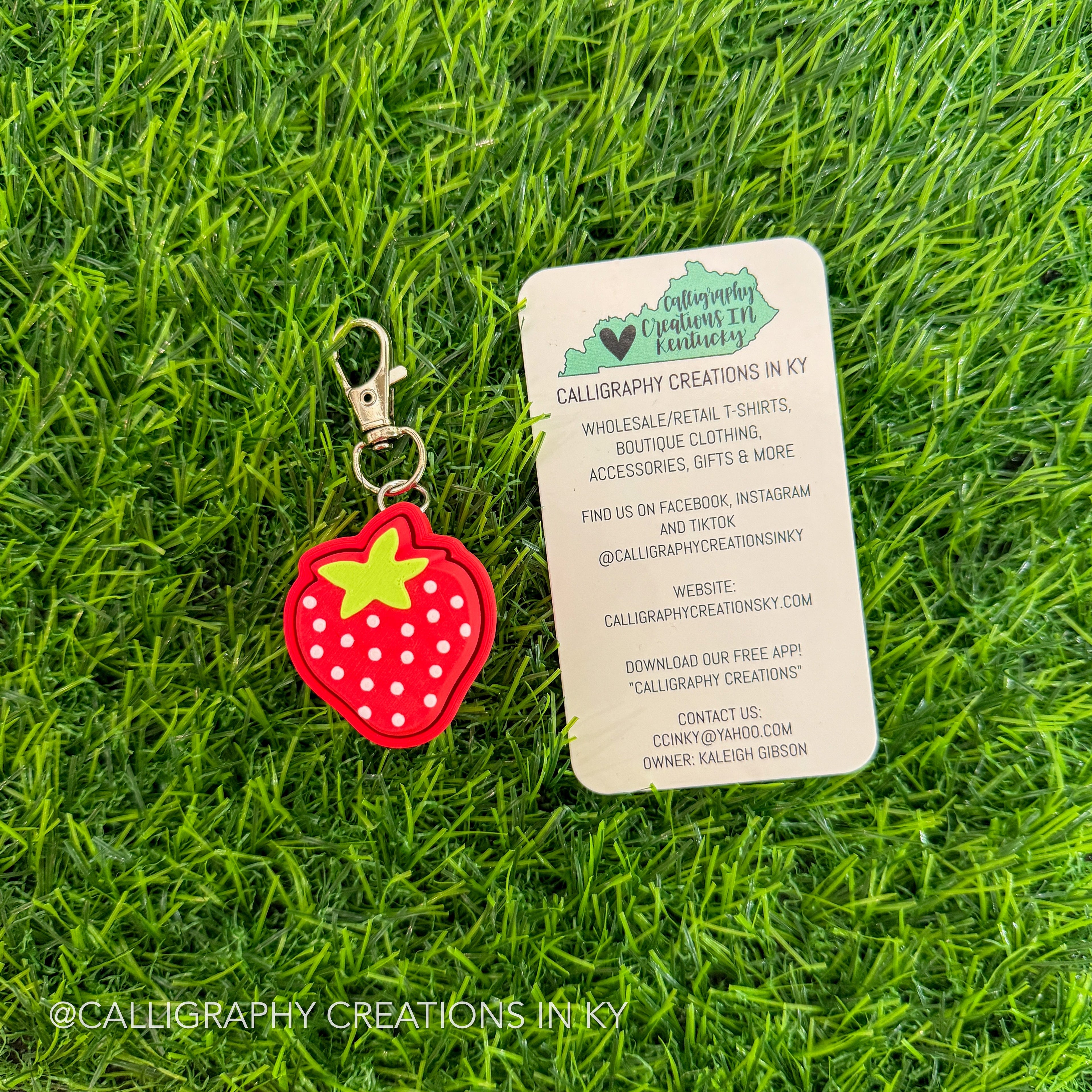 Red Strawberry Fidget Clicker Keychain
