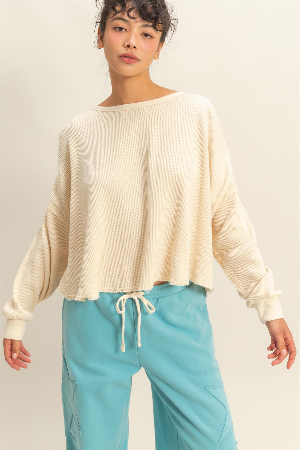 DZ-Mineral Wash Waffle Oversized Top