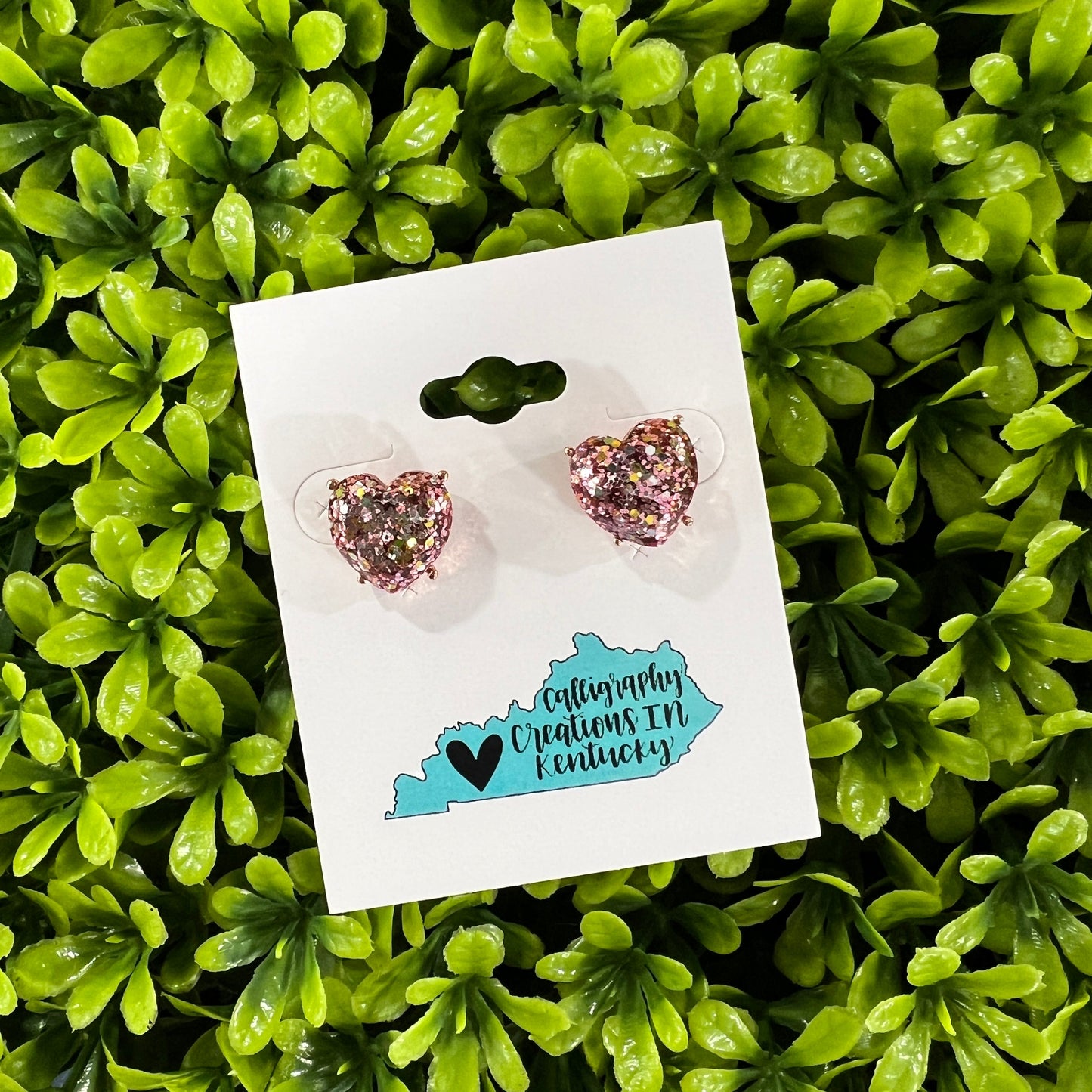 Glitter Heart Stud Earrings