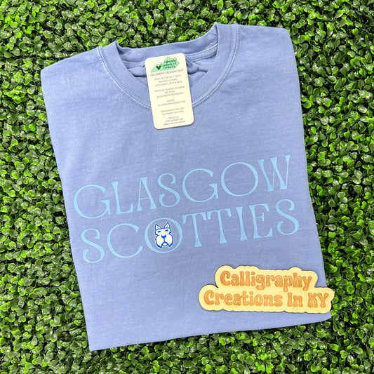 Washed Denim | Stacked Glasgow Scotties CC Tee