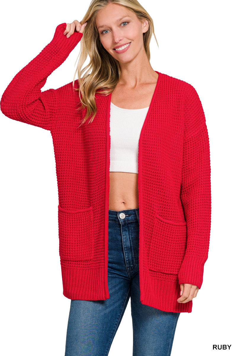 Red Waffle Cardigan