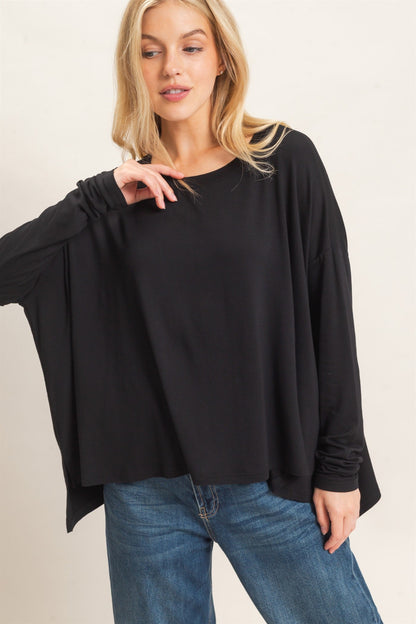 Hyfve-Boat Neck Boxy Top, Wide-Leg Elastic Waist Pants