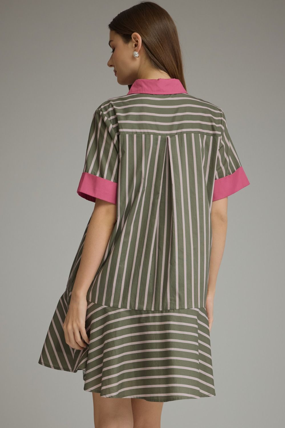 Entro-Stripe short sleeve mini dress.
