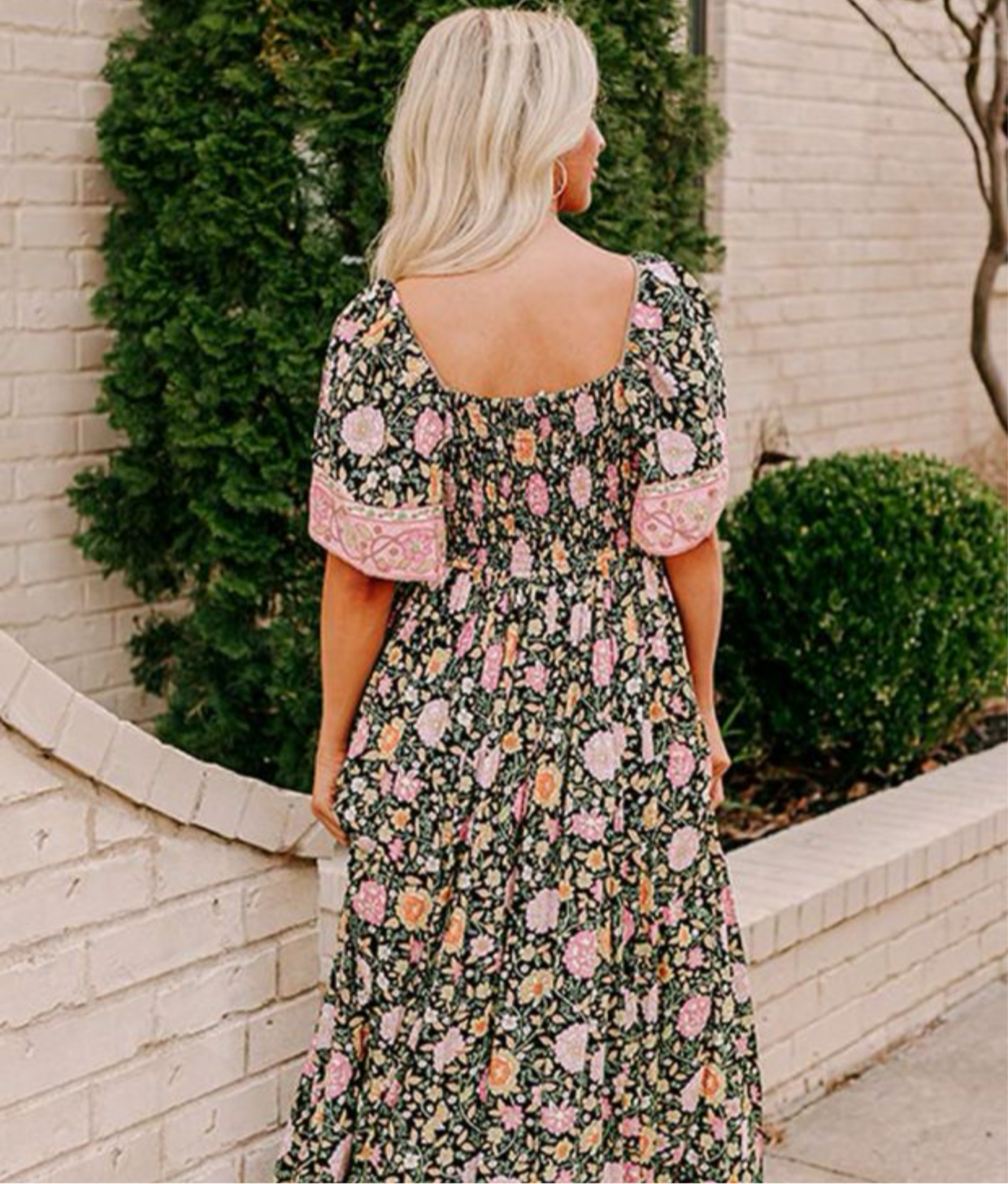 Black Boho Floral Patchwork Maxi Dress