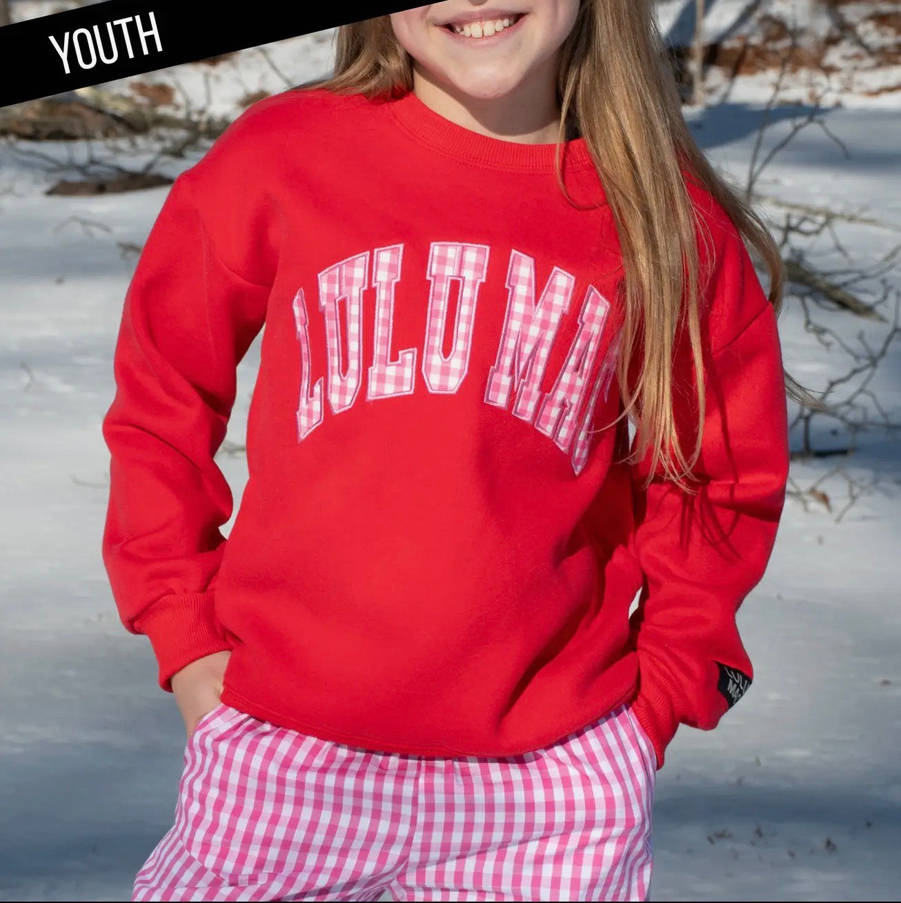 Lulu Mac Red Kids Gingham Sweatshirt