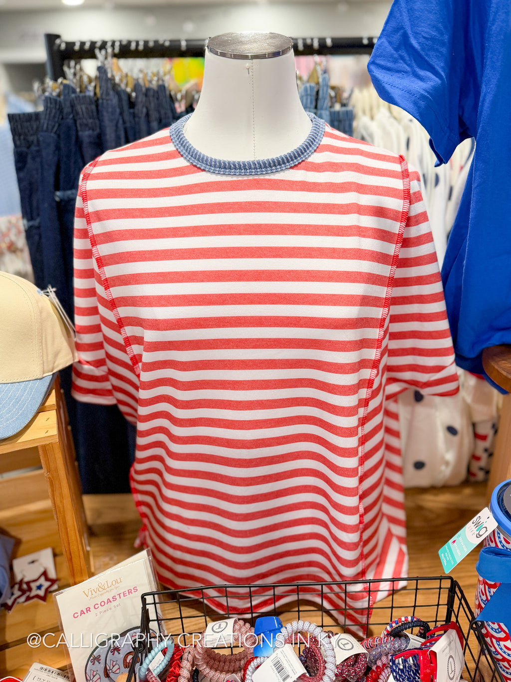 Stripe Knit Short Sleeve Top