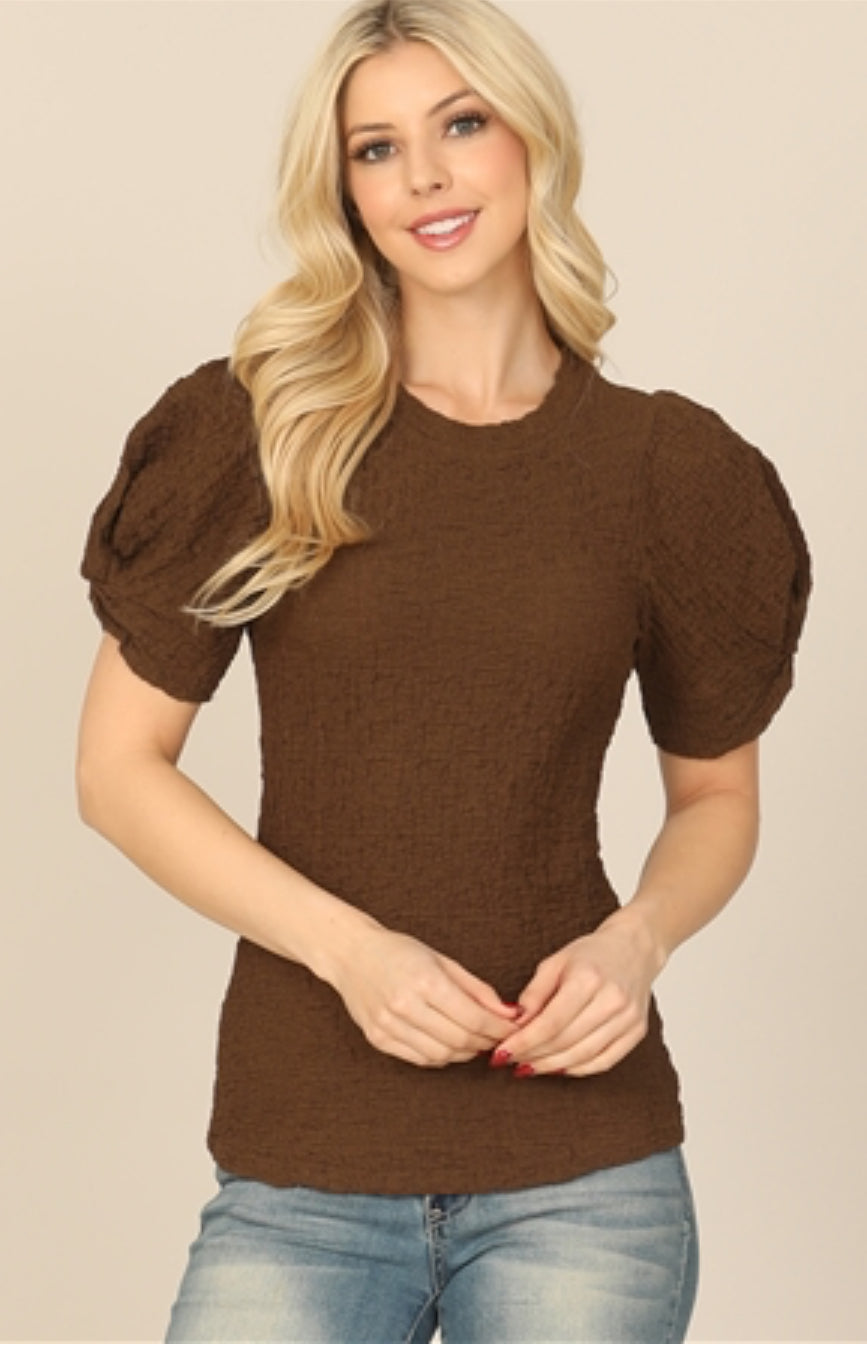 BB-Twist Puff Sleeve Crepe Top