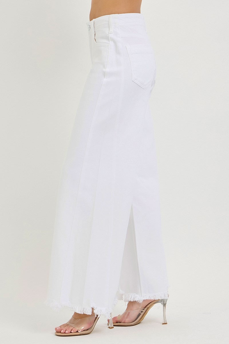 Tummy Control High Rise Palazzo Frayed Hem Pants