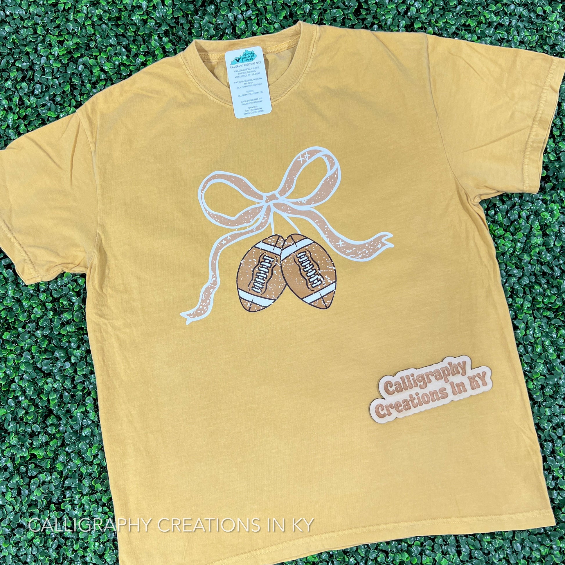 Mustard | Football Bow CC Tee - Talk of the Town