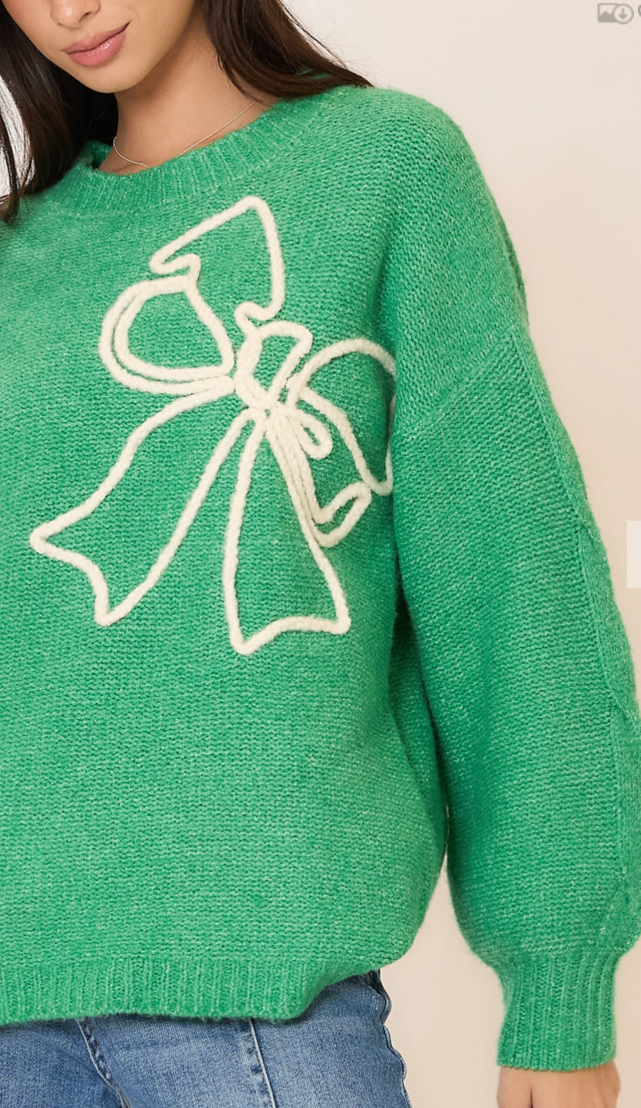 Soft Brushed Embroidered Bow Knit Sweater