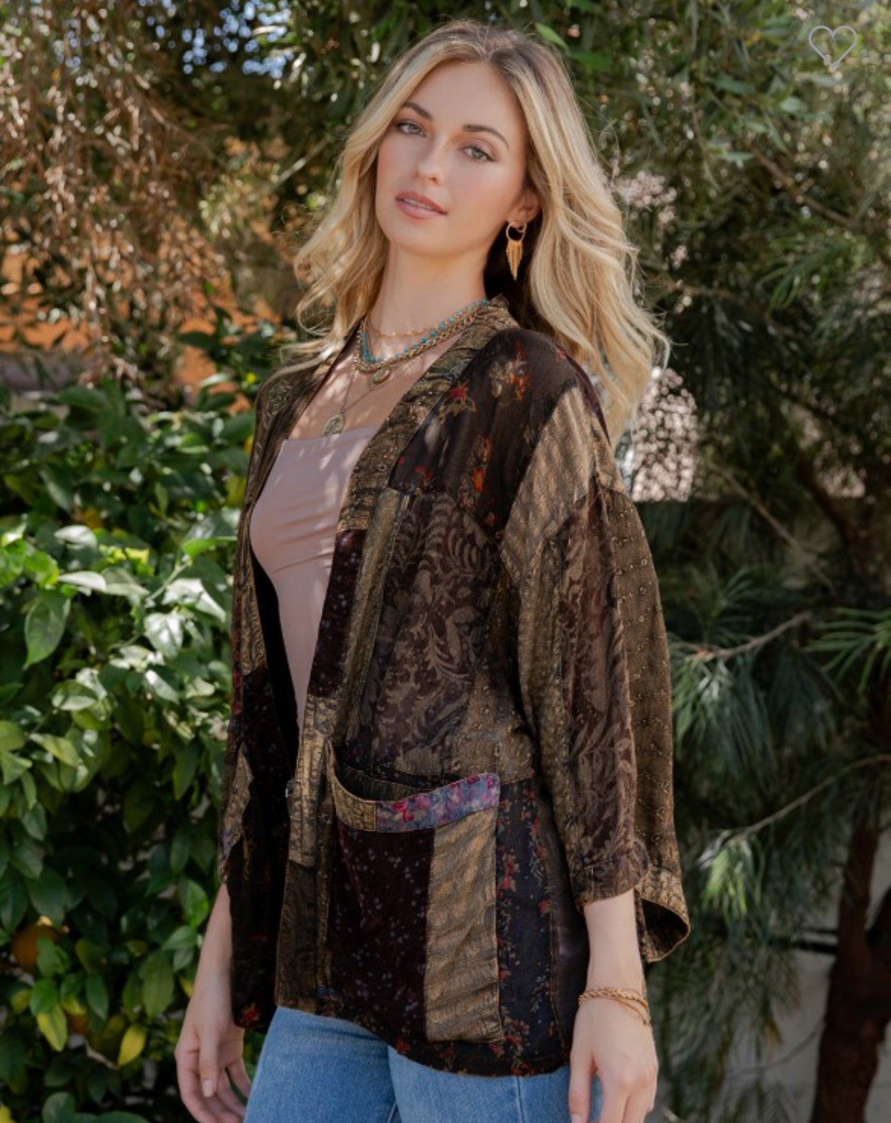 Western Patchwork Kimono Top – Georgette Cardigan